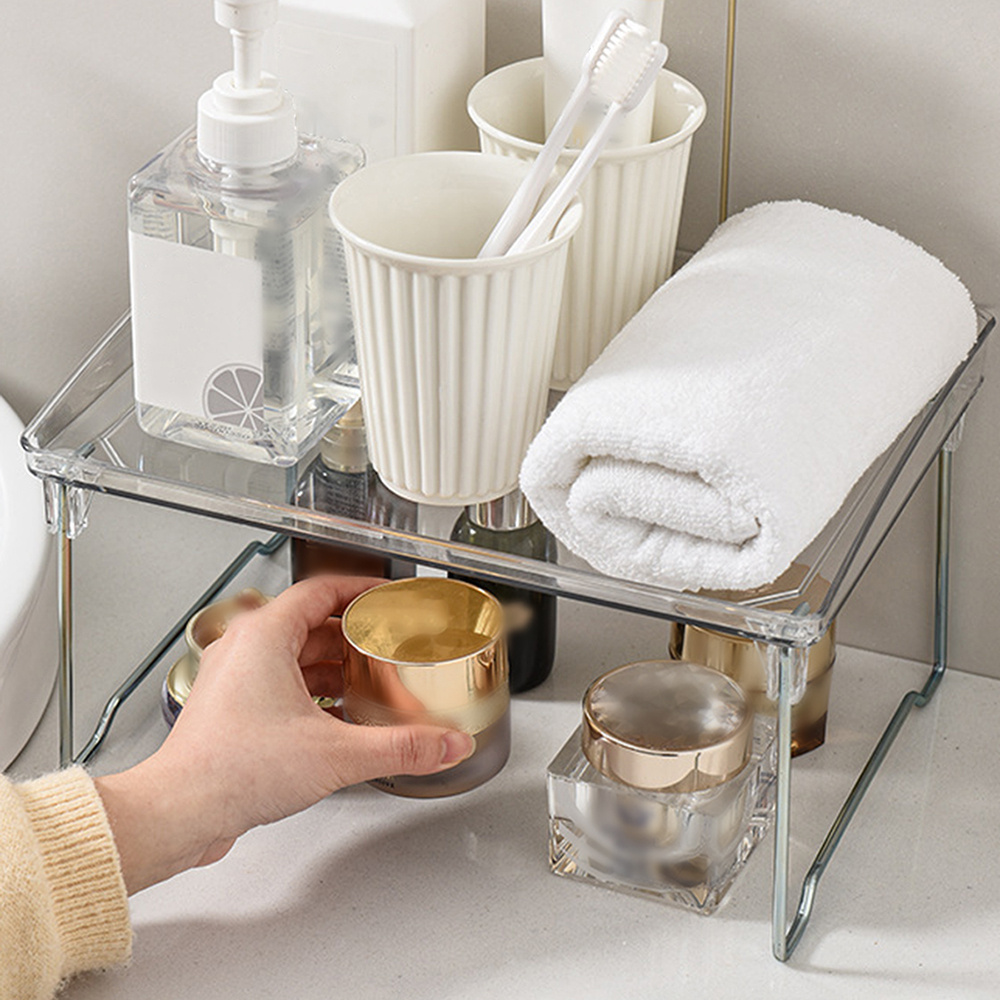 Transparent Single-layer Desktop Storage Rack, Acrylic Cup Holder, Foldable  Clear Stackable Shelf Organizer - Temu