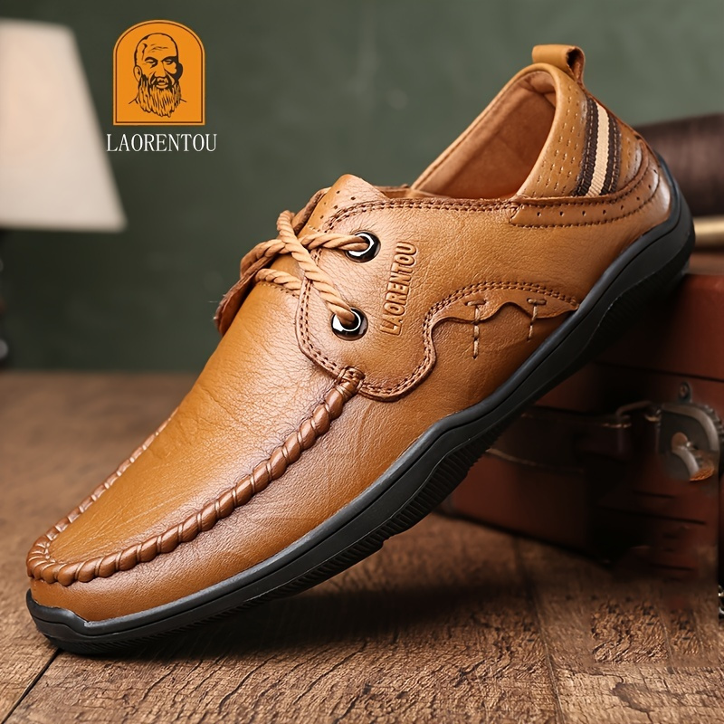 Laorentou Men's Dress Shoes Genuine Leather Casual Rubber Sole