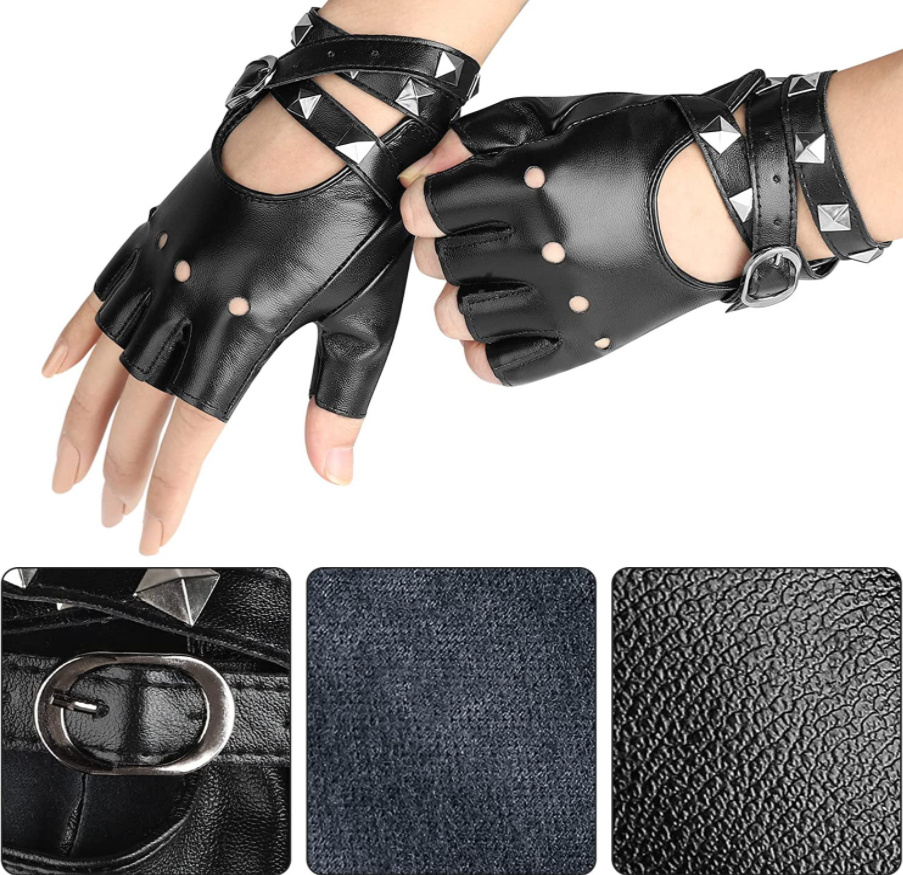 Womens Fingerless Leather Gloves