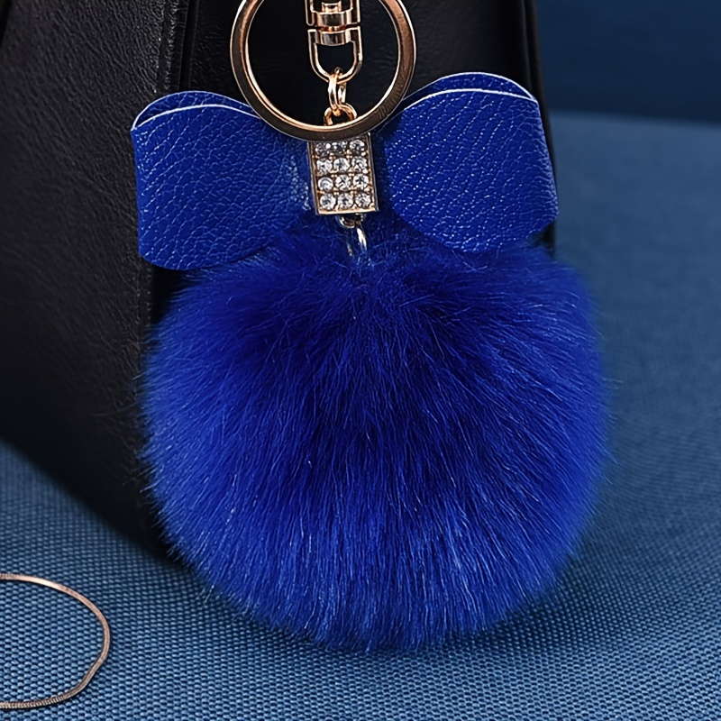 Large Fluffy Puffs Ball Bag Charm Pompom Keychain Fur Keychain Furry Key  chains POMS Purse Charm Light Tan Plush Puffs Fuzzy Furry Art