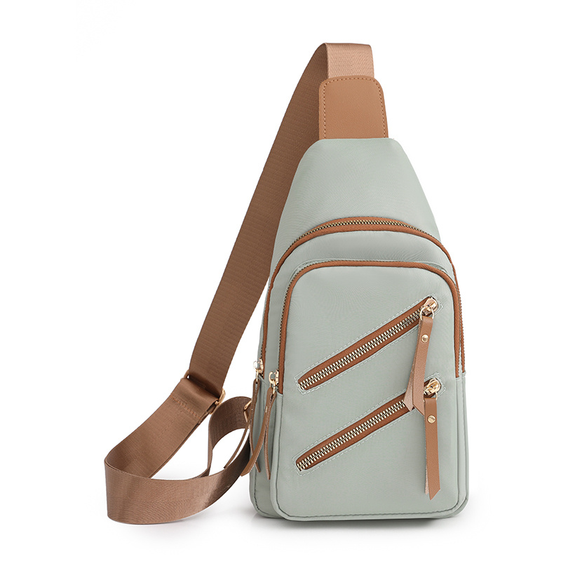 Zipper Front Nylon Chest Bag Casual Crossbody Sling Bag - Temu Canada