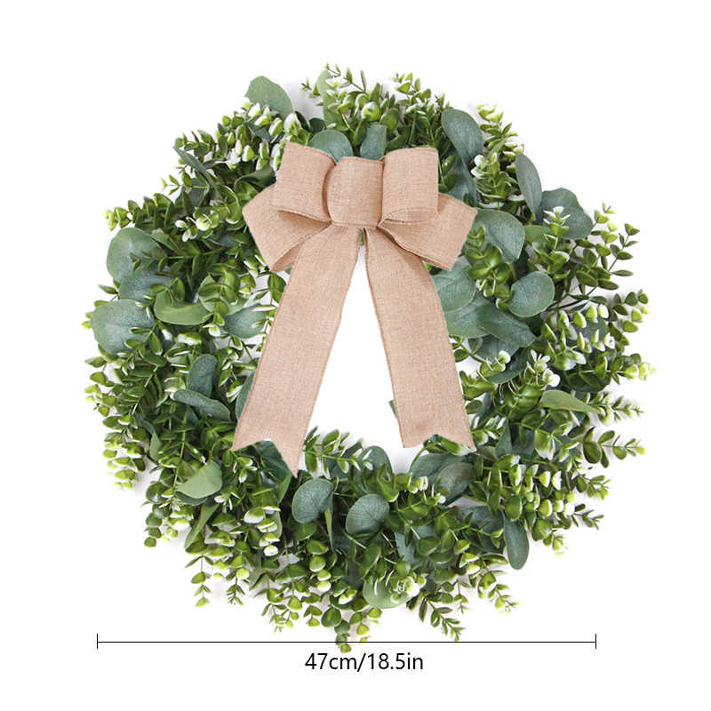 Boxwood Wreath for Front Door, 19 Artificial Green Farmhouse Wreaths for  Wall Window Party Wedding Decor Indoor Outdoor, Greenery Wreath for All  Seasons Decorating