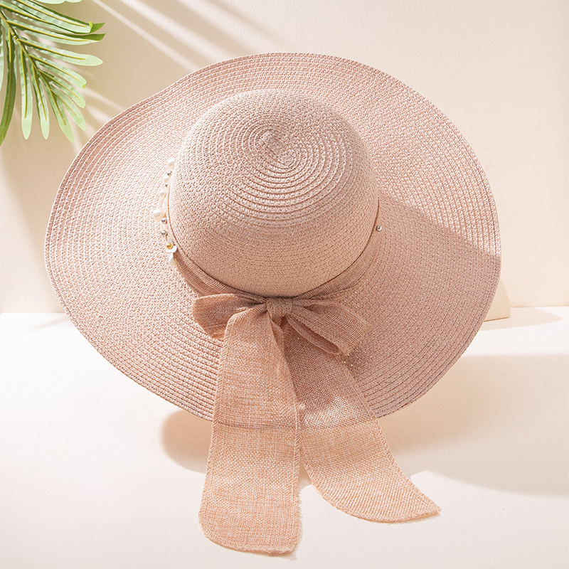 Wide Brim Straw Hat Sunshade Chain Decoration Gift For Her