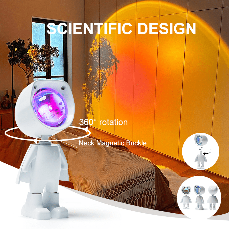  Proyección de puesta de sol Luz LED Robot Figura