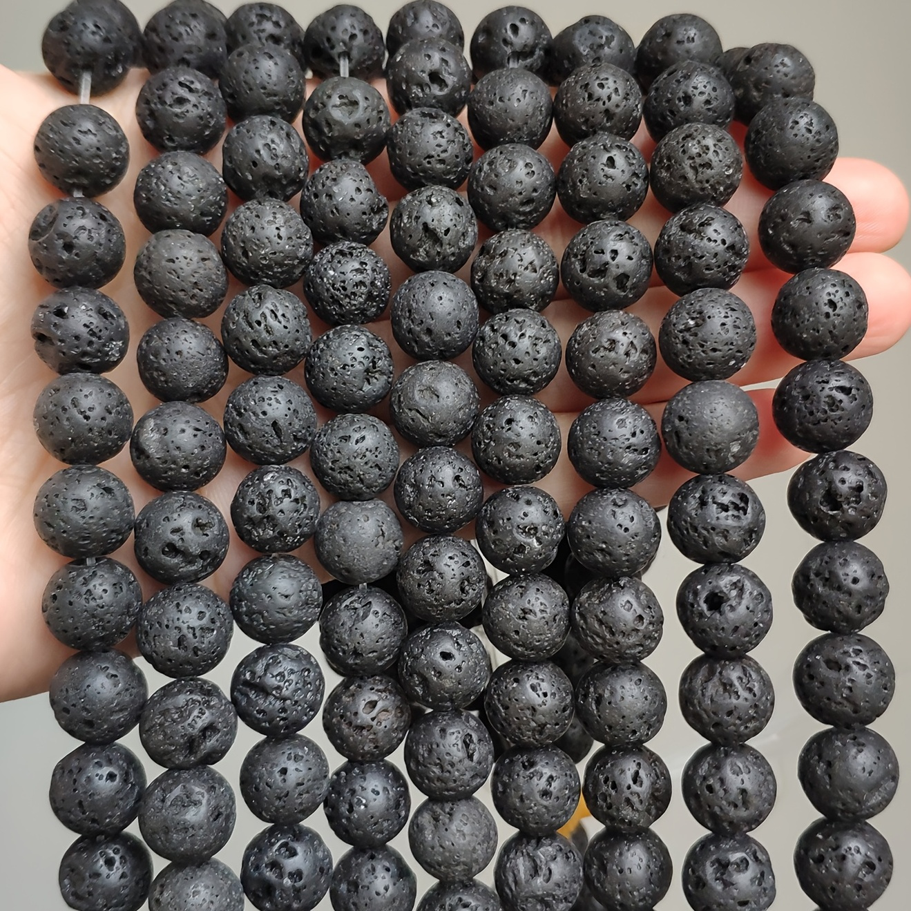 Natural Black Volcanic Lava Stone Round Beads Pick Size - Temu