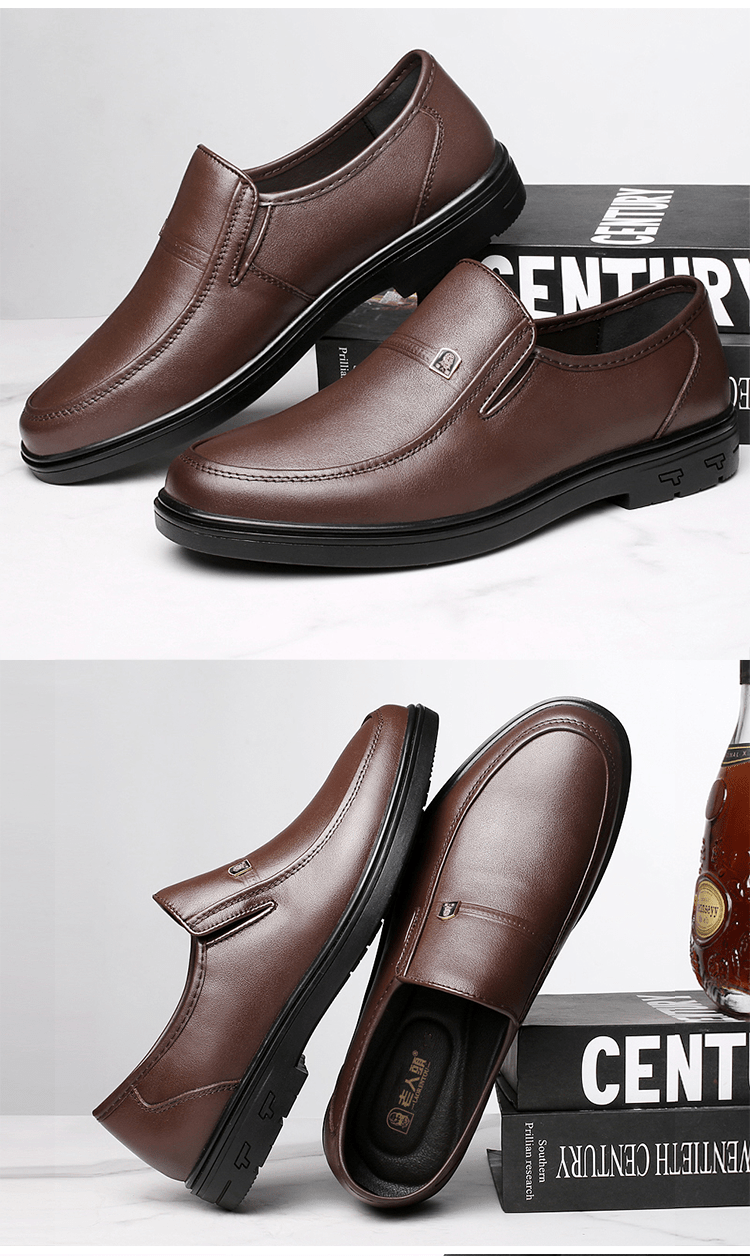 Laorentou Mens Genuine Leather Round Toe Dress Shoes Classic Formal ...