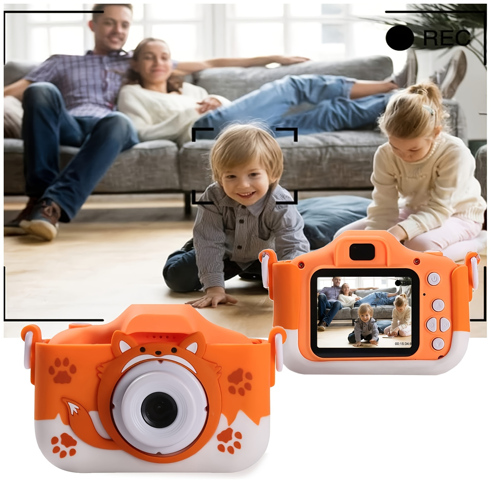 40MP HD Dual Lens Digital Kids Orange Fox Camera, Little Selfie Camera Toys, Christmas Birthday Gifts For Boys Girls, Tiny Video Camera Toddler, Children Mini Portable Camera