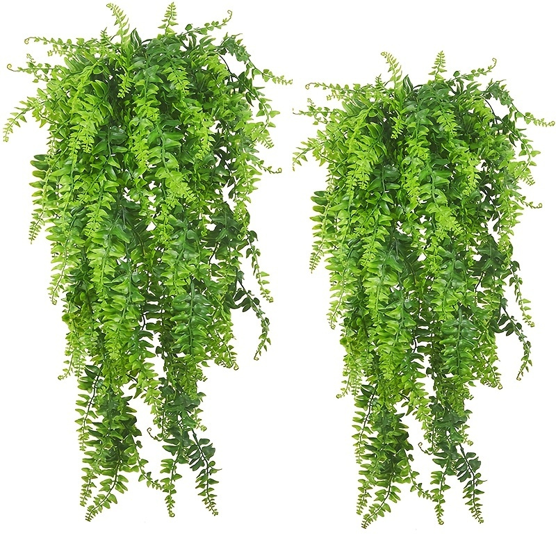 

1pc, Premium Oxidation Resistance Artificial Flower, Boston Ferns Artificial Persian Rattan Fake Hanging Plant Faux Greenery Vine Outdoor Uv Resistant Plastic Plants For Wall, Wedding Party Decor
