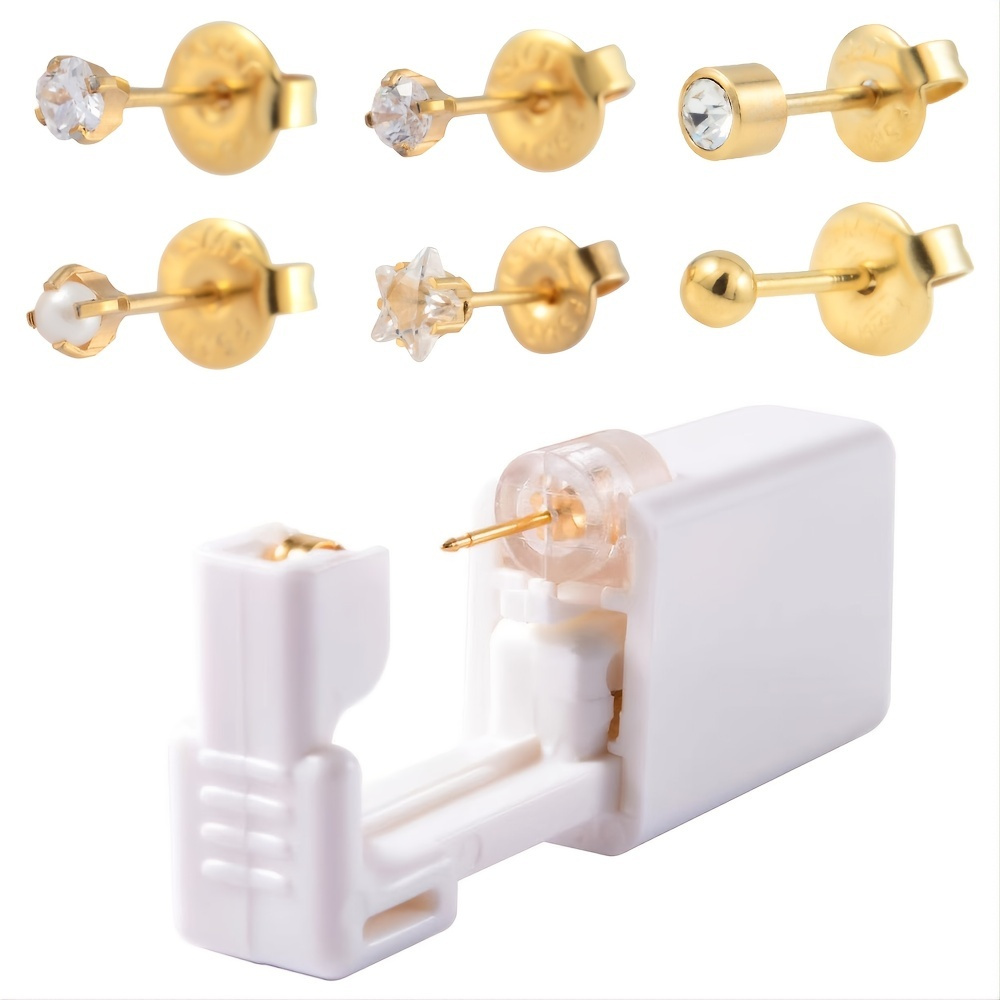 

1pc Disposable Self Ear Piercing Gun Cartilage Tragus Helix Piercing Unit No Pain Piercer Tool Machine Kit With Plated Gold Ear Studs