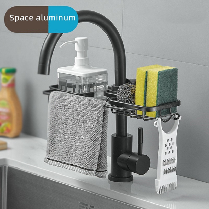 Kitchen Aluminum Sink Drain Rack Sponge Storage Faucet Holder Soap Drainer  Shelf Basket Organizer Bathroom Accessories - AliExpress