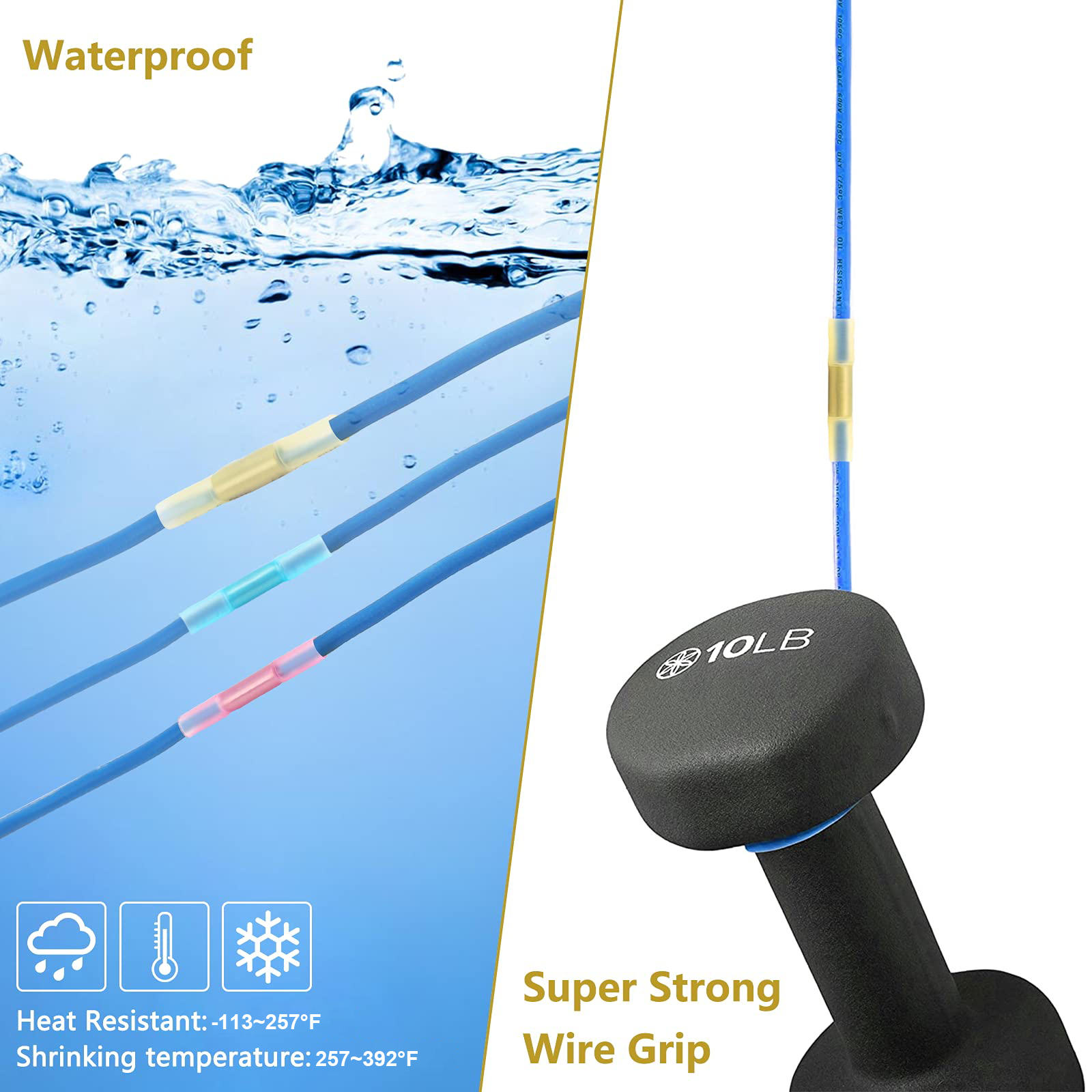 100pcs Marine Grade Heat Shrink Butt Connectors Kit Waterproof