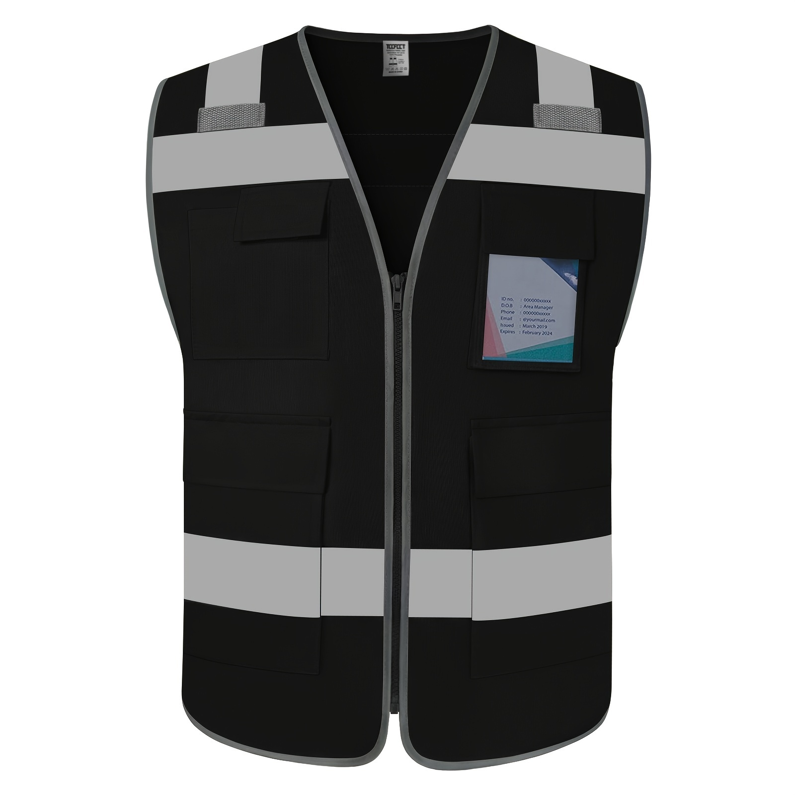 1pc Tccfcct Safety Vest 5 Pockets High Visibility Reflective Vest For ...
