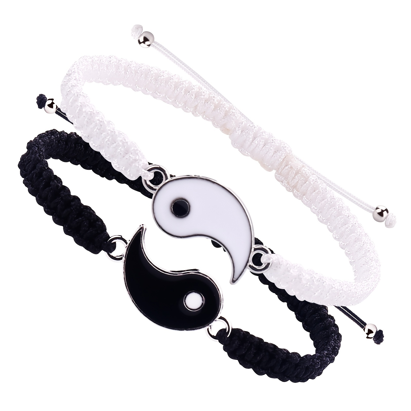 

2pcs Best Friend Bracelets Adjustable Cord Thread Yin Yang Matching Bracelet For Bff Friendship Relationship Boyfriend Girlfriend Valentines Gift