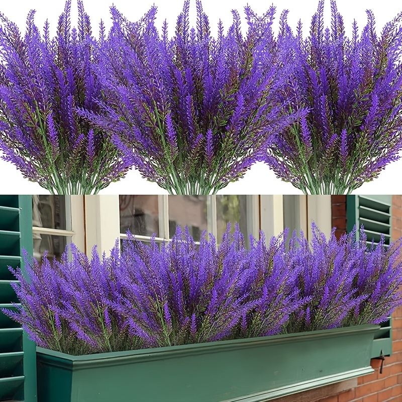 

1pc Artificial Flower, Lavender Flower, Outdoor Uv Protection, Plastic Plant Fake Flower