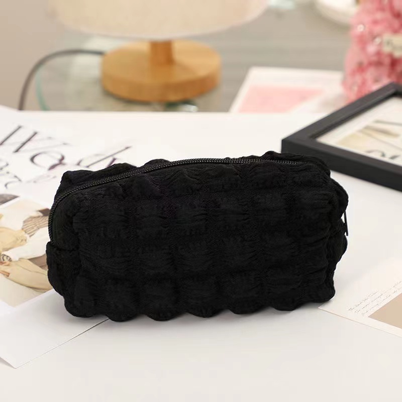 Cream Puff Embroidery Cosmetic Bag Cloth Makeup Organizer Bag With Large  Capacity, Can Be Used As Pencil Case, Cute Storage Bag