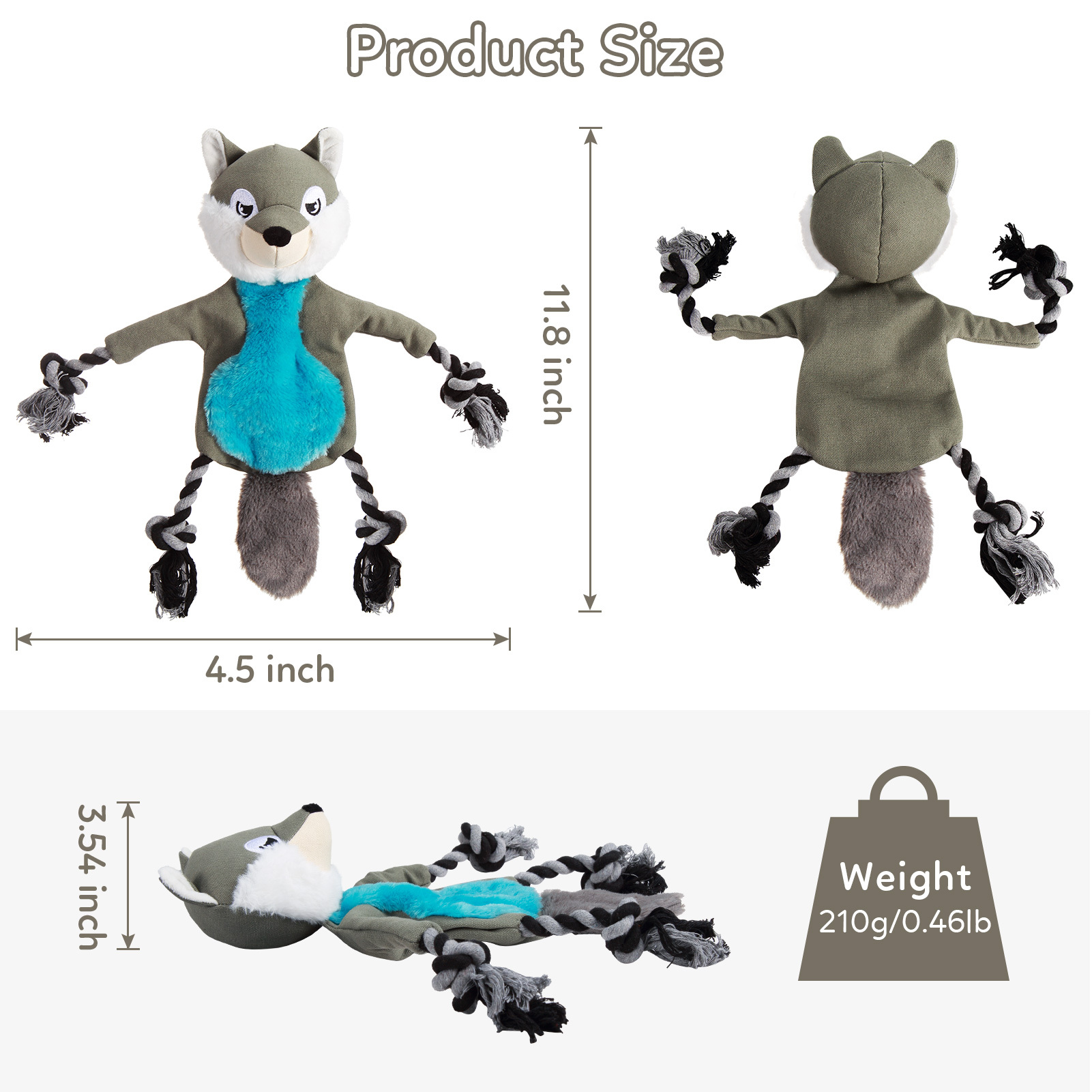 Fox Squeak Plush Dog Toy Cartoon Animals Soft Chew Resistant Temu