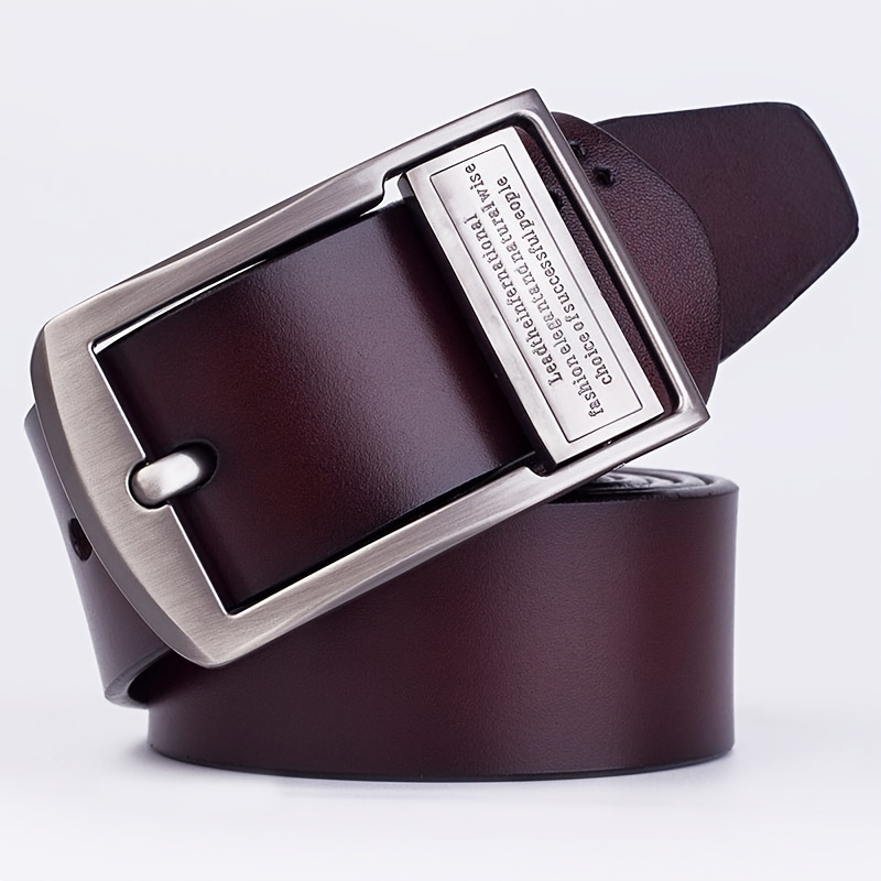 

Men's Genuine Leather Pin Buckle Leather Belt Male Antique Belt Fashion Casual Solid Cowhide Jeans Belt, Ideal Choice For Gifts