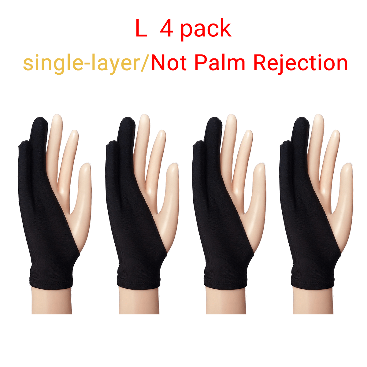  2pcs Black Two-Finger Glove for Graphics Drawing