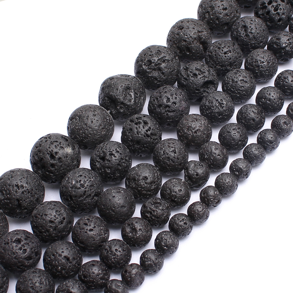 108pcs 10mm Natural Black Lava Beads Round Gemstone Beads Loose Beads for  Jewelry Making