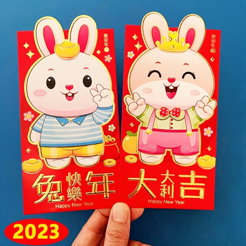 Year Of The Rabbit Red Envelope, Cartoon New Year Red Envelope, Chinese New  Year Red Envelope, Cartoon Rabbit Print Red Envelope - Temu