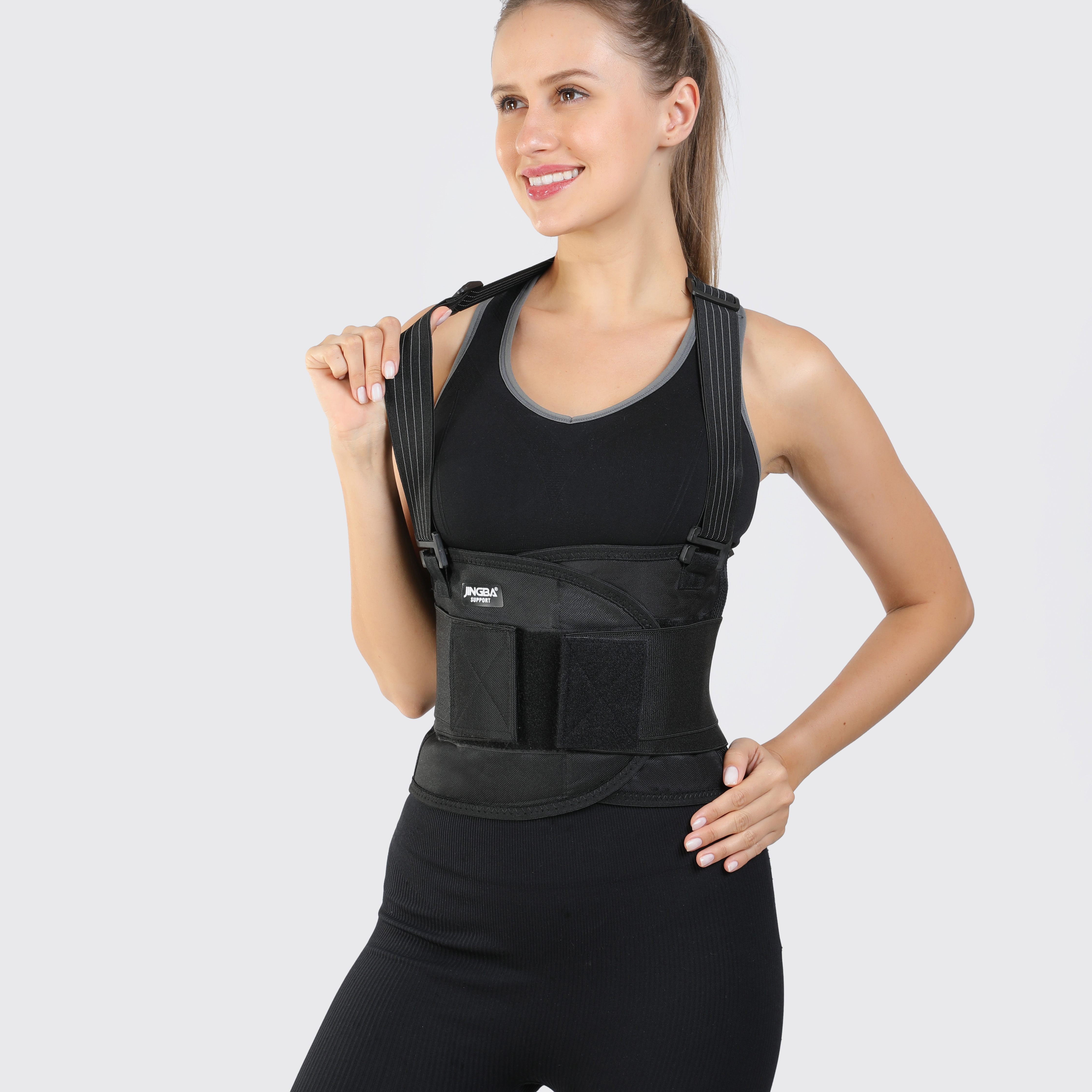Adjustable Lower Back Brace Shoulder Straps Work Comfortable