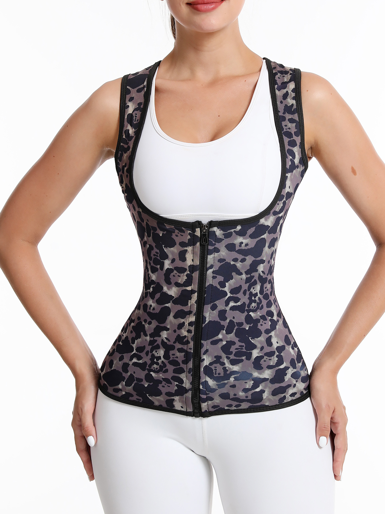 Leopard Tummy Control Corset Zip Waist Trainer Compression Temu