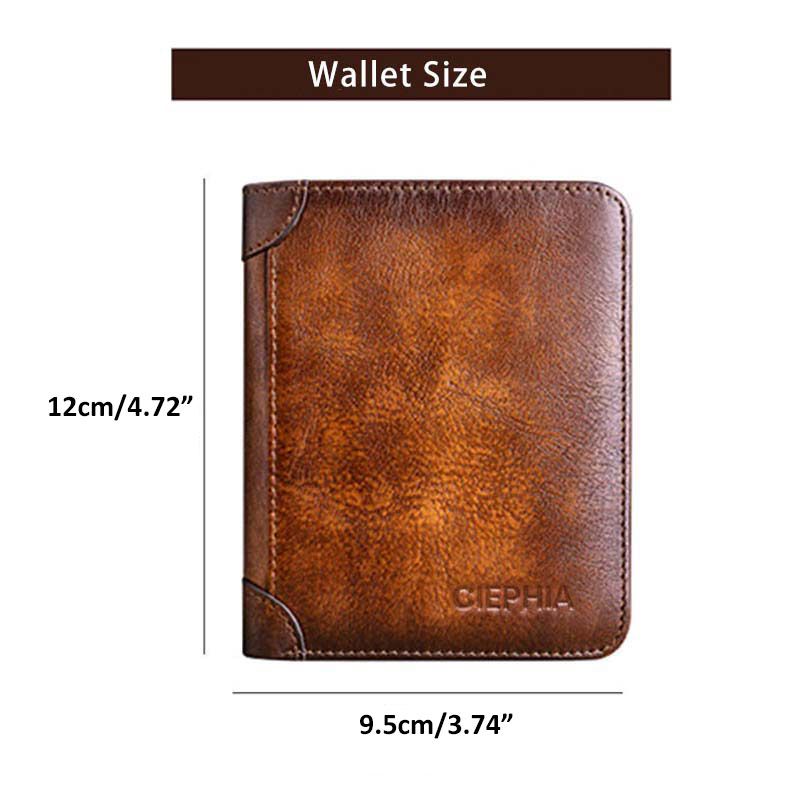 Genuine Leather Rfid Wallets For Men Vintage Thin Short Multi Function ID Credit Card Holder Money Bag Give Gifts To Men On Valentine's Day details 6