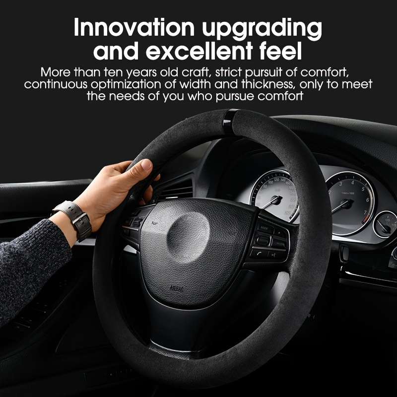 

Car Suede Steering Wheel Cover, Anti-slip Breathable Car Steering Wheel Protector Universal For 14.5-15 Inch Car Accessories