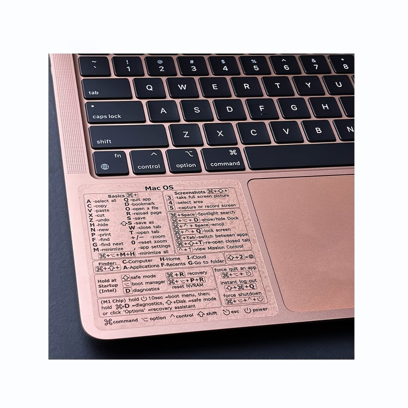 Synerlogic Mac OS Raccourcis Clavier, autocollant vinyle Transparent,  adhésif sans résidu, Compatible avec n'importe quel MacBook Air Pro avec