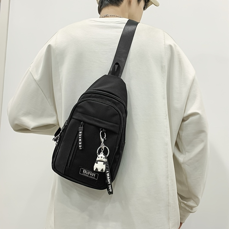 Buy Half Moon Explorer Nylon Stylish Side Sling Bag For Men, Black, Multi-Pocket Shoulder Bag Men with Zip Closure & Adjustable Straps