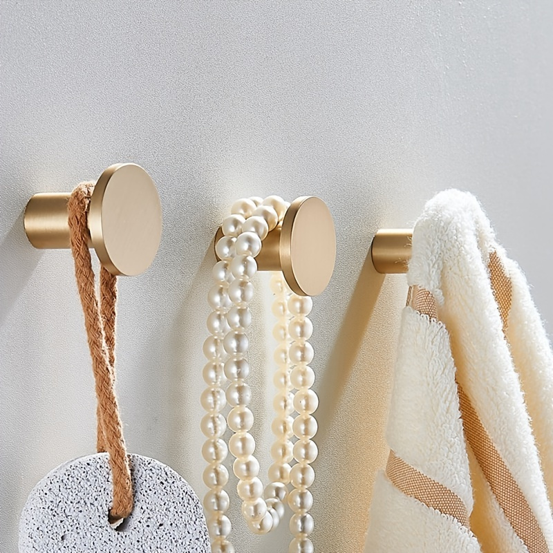 

1pc Brass Decorative Hook, Wall Door Clothes Coat Hat Hanger, Rustproof Towel Hooks, Golden Single Hook, For Kitchen Bathroom
