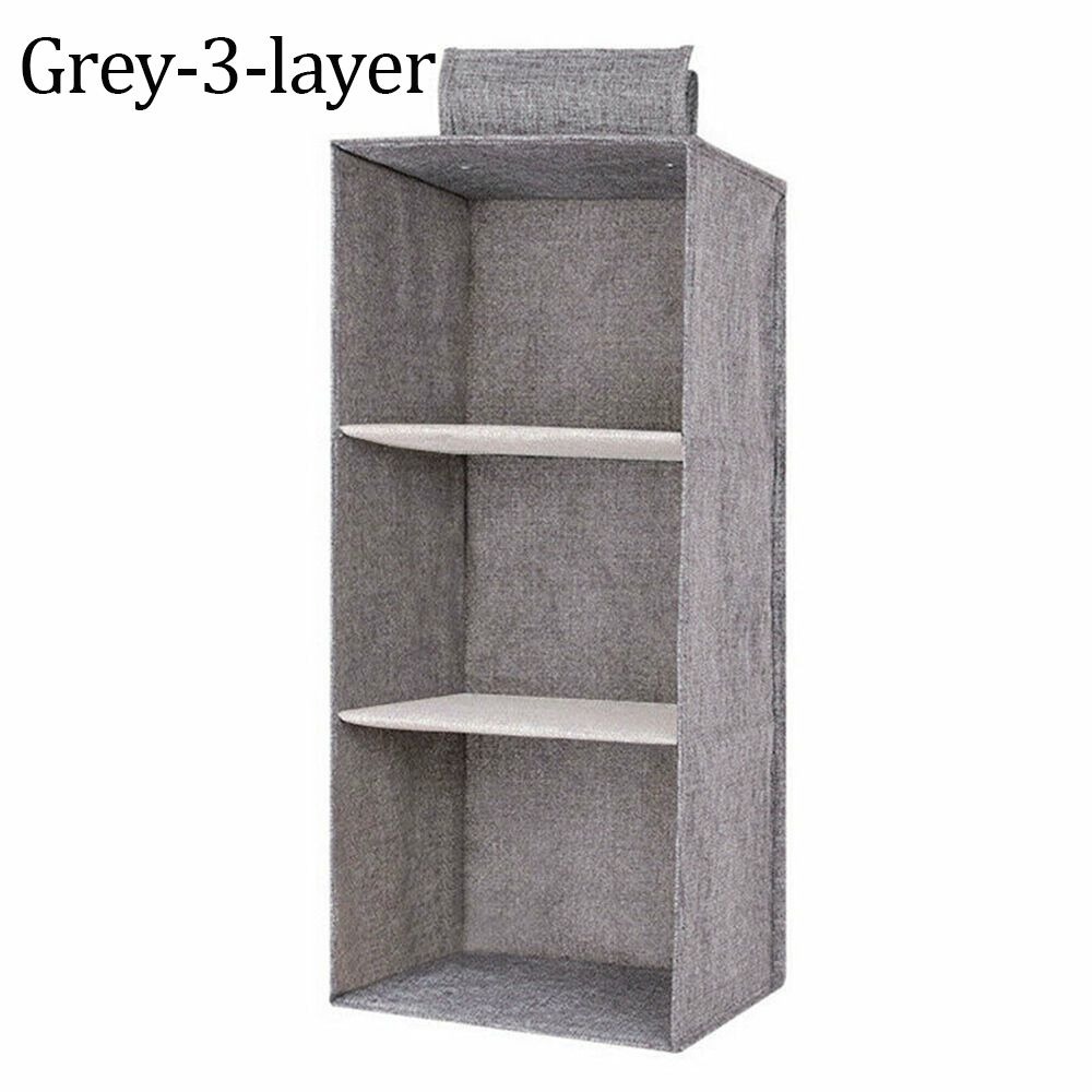 The Container Store 3-Compartment Hanging Closet Organizer Grey Stripe, 12 x 12 x 29 H
