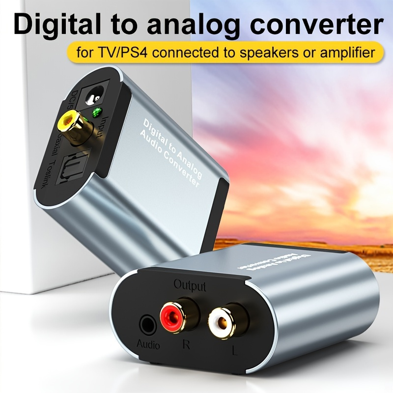 Digital to Analog Audio Converter - 96kHz Optical to RCA with Optical &  Power Cable, Digital SPDIF Toslink to Stereo L/R and 3.5mm Jack DAC  Converter fits for PS4 Xbox HDTV DVD