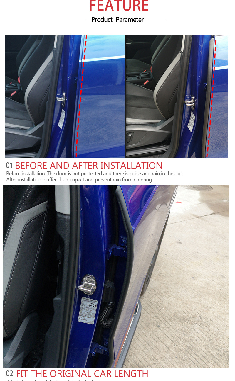 Protect Your Car With 2pcs B Pillar Rubber Seal Strip Car Door Edge