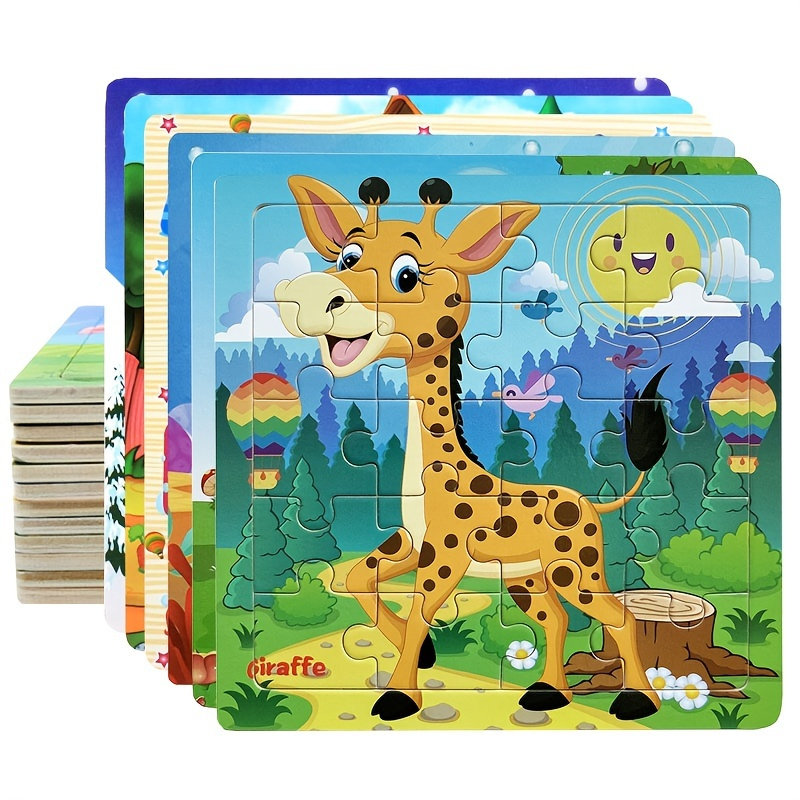

5.79in/14.7cm 20pcs/pack Wooden Puzzle Cartoon Animals Car Letter Number Pattern Jigsaw Puzzles Game, Kids Educational Learning Toys For Children ,halloween,christmas Gift, Thanksgiving Day Gift