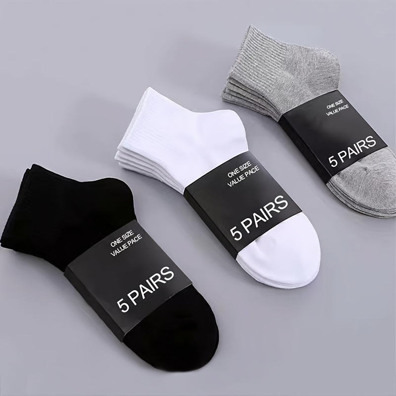 5 Pairs Unisex Comfortable Socks, High-quality Soft Breathable White Socks