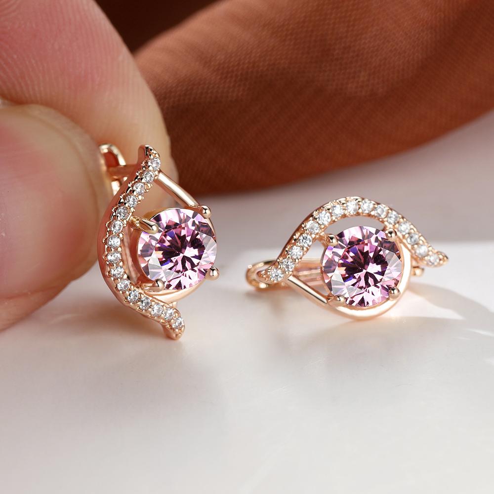 Rose gold online pink stone earrings