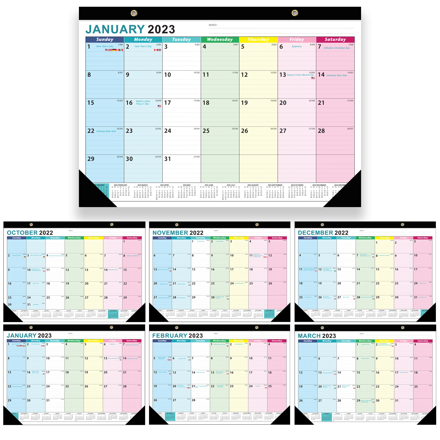 2023 Wall Calendar Jan. 2023 Jun. 2024 Big Kawaii Calendars - Temu