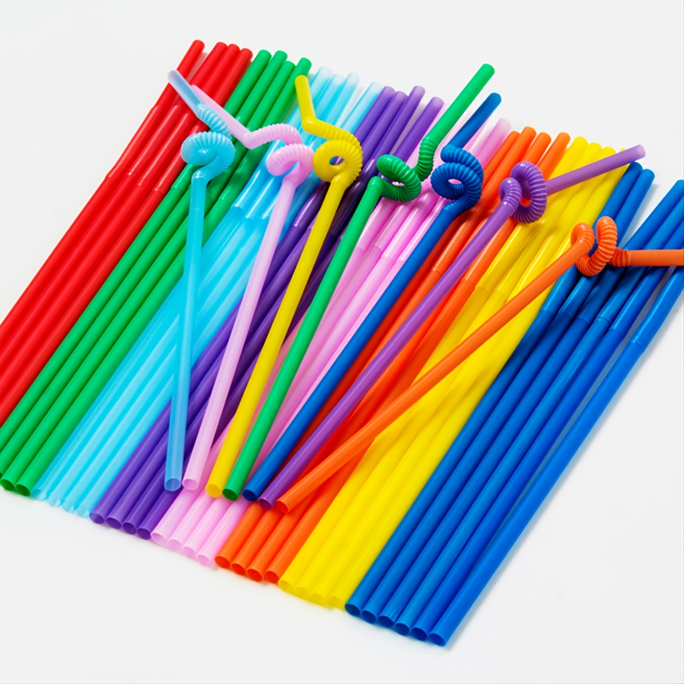 Colorful Extra Long Flexible Bendy Straws - 100 Pieces 