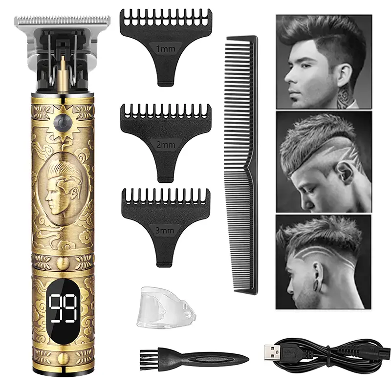 led display electric hair clipper wireless trimmer engraving mark electric scissors trim push hairdressing scissors trim hair clipper details 0