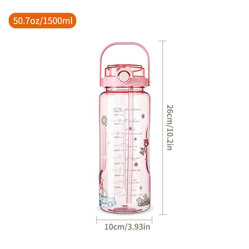 1500ml Fashion Super High-Capacity Plastic Transparent Travel Kettle Water Bottle Sports Drinking Cup Water Jugs Light Blue, Size: 23