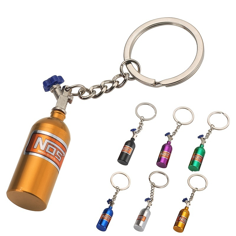 1pc Stylish Nos Gas Car Key Chain with Oxide Bottle Keyring - Perfect Gift for Car Enthusiasts