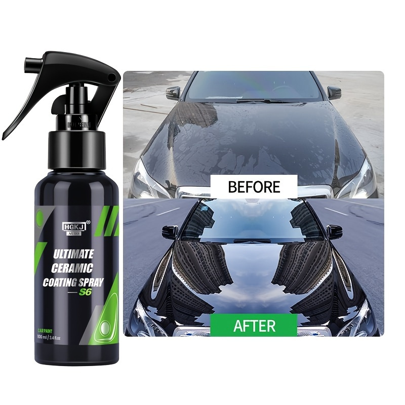 Li HB Store Fast-acting Coating Spray,Liquid Ceramic Spray Coating Top Coat  Quick Nano-Coating Auto Spray Wax 500ML Household cleaning,White 
