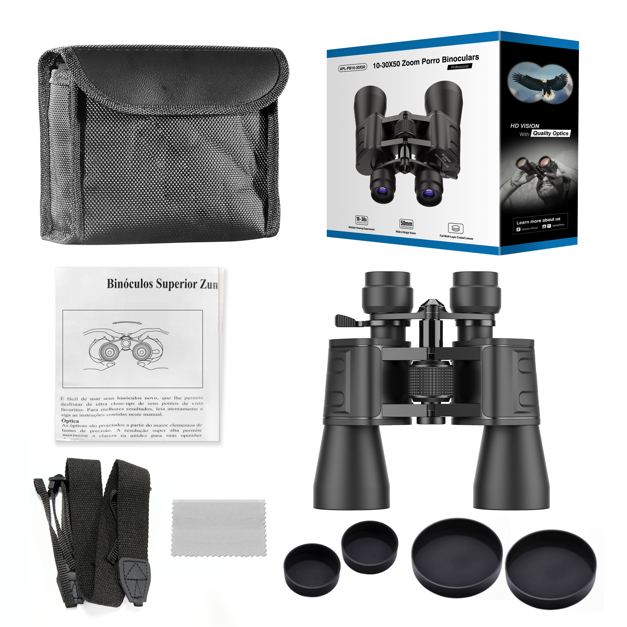 apexel 10 30x50 zoom binoculars