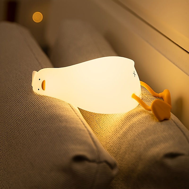 

1pc Cute Duck Night Light, Led Animal Night Light, Silicone Dimmable Timed Bedside Lamp, Kawaii Light Up Lying Flat Duck Touch Light, For Breastfeeding Girls Bedroom Decor