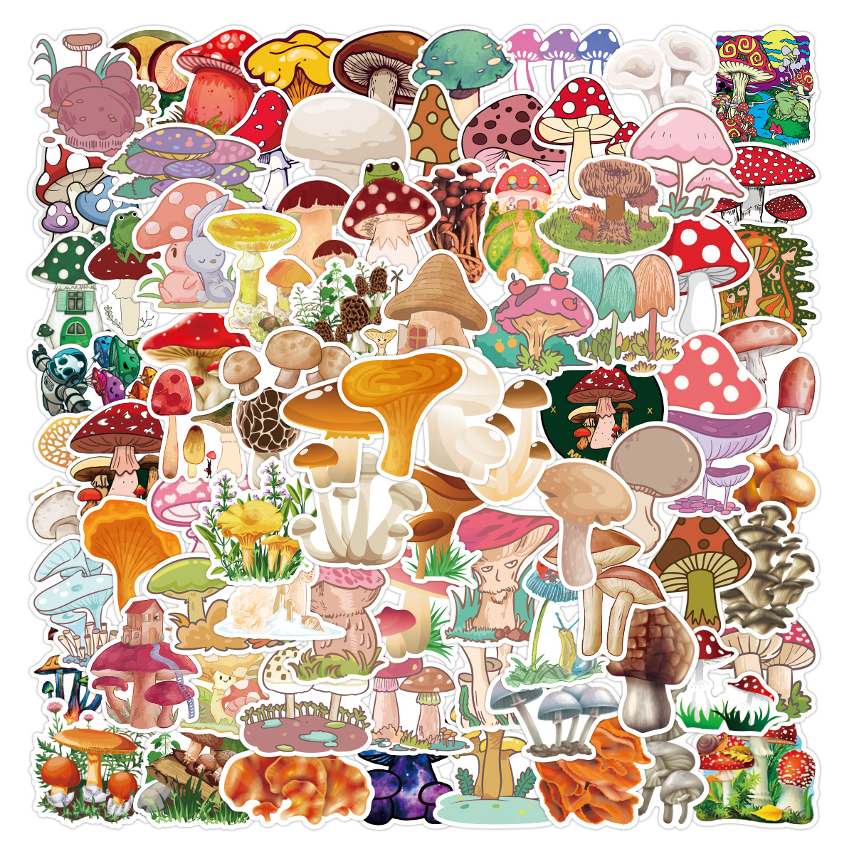 Cute Cartoon Colorful Mushroom Waterproof Stickers - Temu