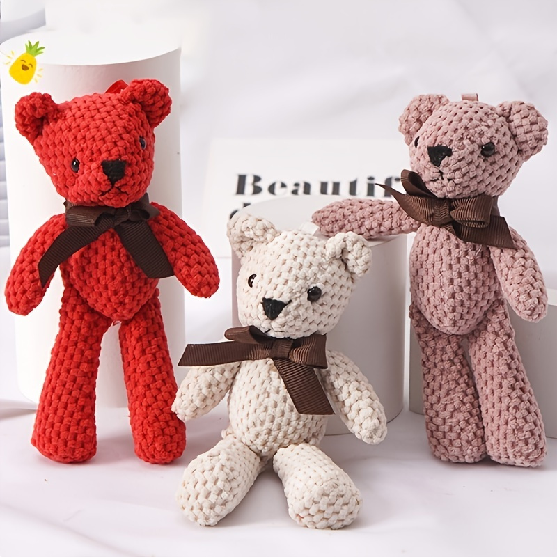 

1pc 15cm/5.9in Bear Stuffed Plush Toys, Baby Cute Dress Key Pendant, Dolls, Gifts, Birthday Wedding Party Decor Easter Gift