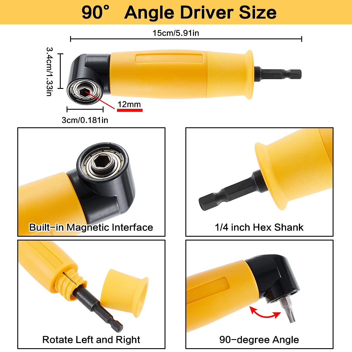 Right Angle 90 Degree Cordless Drill Attachment Bend Extension Tool Q7R3