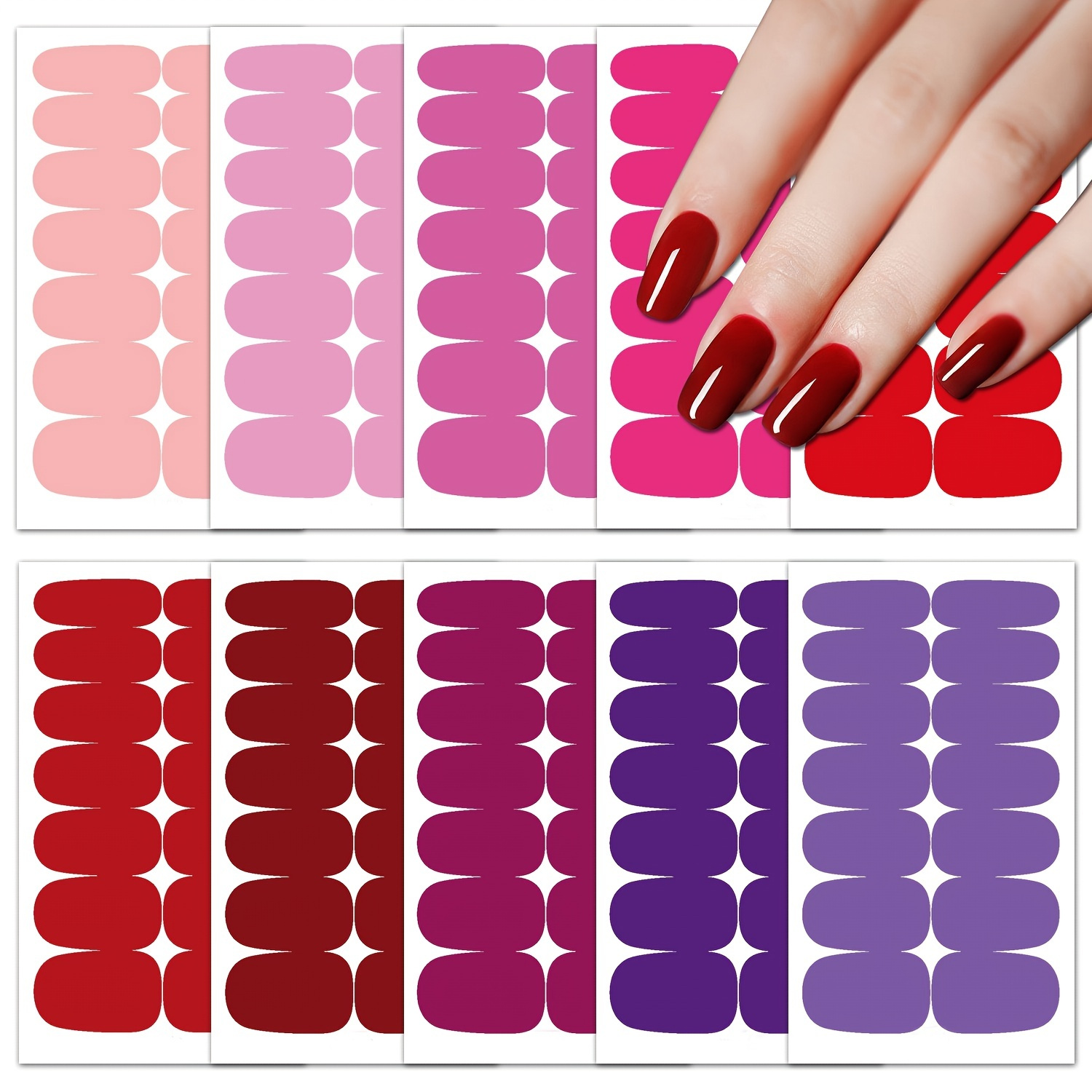 

Spring Summer Nail Stickers For Women Sets, Self-ashesive Solid Color Nail Sticker For Girls, Valentine's Day