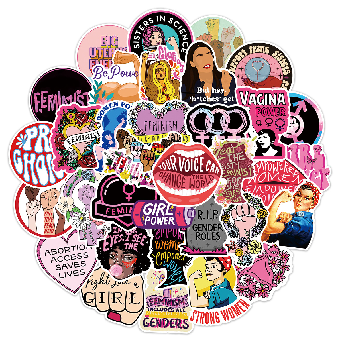 50 Cute Pink Girl Doodle Sticker Simple Cartoon Phone Laptop Cup Decoration  Stickers Creative Waterproof Handbook Kawaii Sticker